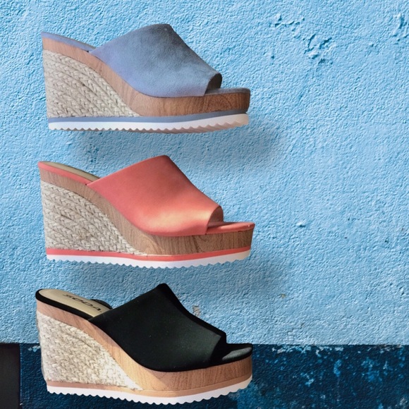 Soda Blue Grown White Platform Espadrille Wedge - Picture 4 of 9